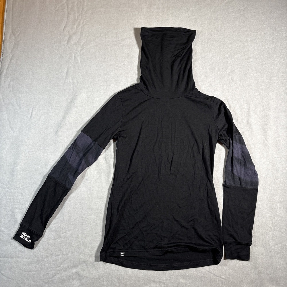 Mons Royale Cornice Rollover Top Womens Small Merino Wool Funnel Neck